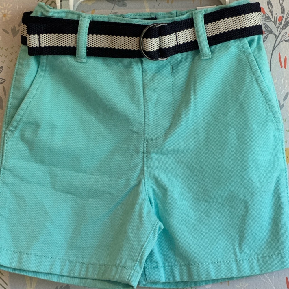 NWT Childrens Place Preppy Turquoise Baby/Toddler Boy Shorts w/ Woven Belt